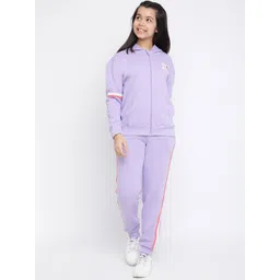 Lil Tomatoes Girls Purple Typography Printed Tracksuit-picture-13