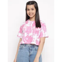 Lil Tomatoes Girls Tie and Dye Cotton Crop Tshirt-picture-37