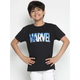 Lil Tomatoes Kids Black Marvel Print T-Shirt-picture-15