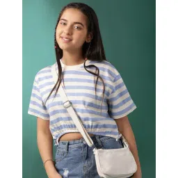 Lil Tomatoes Kids Blue & White Striped Crop Top-picture-38