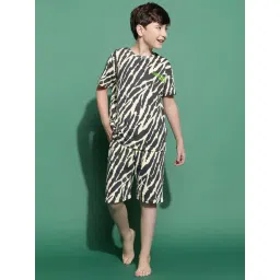 Lil Tomatoes Kids Charcoal Grey & Cream Printed T-Shirt Set-picture-14