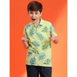 Lil Tomatoes Kids Green & Blue Printed Polo T-Shirt-picture-18