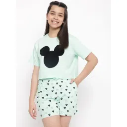 Lil Tomatoes Kids Green Printed T-Shirt with Shorts-picture-25