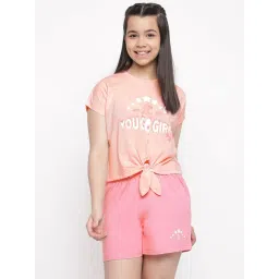 Lil Tomatoes Kids Pink Printed T-Shirt with Shorts-picture-42