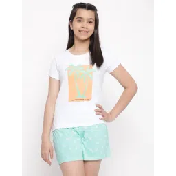 Lil Tomatoes Kids White & Blue Printed T-Shirt with Shorts-picture-12