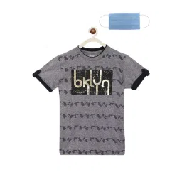 lil tomatoes Li'l Tomatoes Boys Grey Cotton Printed T-Shirt & Mask-picture-15