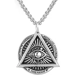 lila Fashion Jewellery Dark Devil's Eye Men's Pendant Stainless Steel Letter Chain Punk Jewelry Talisman Sign Medallion for Men Chain Necklace for Boy Girl Men Women Spiritual Party Jewelry-picture-19
