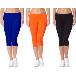 lili Cotton Lycra 220 GSM Bio-Wash Women Blue, Black, Orange Capri-picture-25