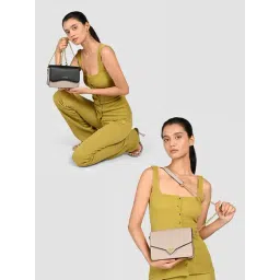 Lililo Beige & Black Small 2 in 1 Cross Body Bag-picture-35