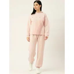 LILL Baby Pink Printed Hooded Sweatshirt With Joggers-picture-12