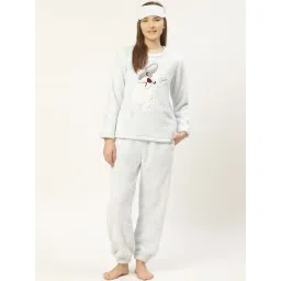 LILL Light Blue Self Design Nightsuit With Eye Mask-picture-12