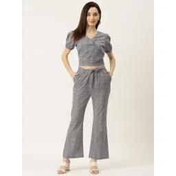 LILL Navy & Off White Half Sleeves Top With Pants-picture-13