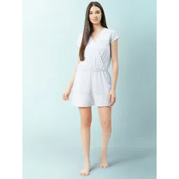 LILL Women Blue Embroidered Detail Wrap Playsuit-picture-18