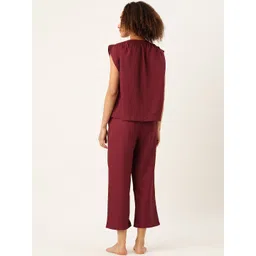 LILL Women Maroon Night suit image 5