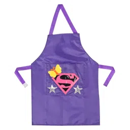 Li'LL Pumpkins Purple Colour SuperGirl Waterproof Apron with Pocket for Eating Meals Drawing Painting cooking Playing - Purple-picture-39