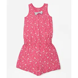 lilly + sid Lily + Sid Sleeveless Jumpsuit Multi Print & Bow Applique - Pink-picture-25