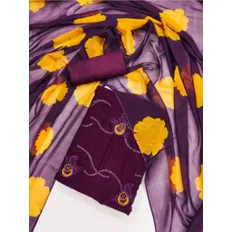 Lilots Floral Printed Sequinned Unstitched Dress Material-picture-12