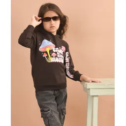 Lilpicks Couture Full Sleeves Enjoy The Moment Text Printed Hooded Sweatshirt - Brown-picture-27