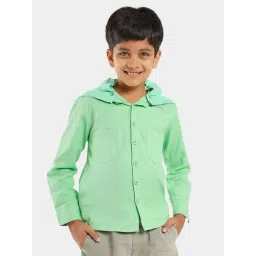 LilPicks Boys Mint Green Solid Shirt with Detachable Hood-picture-20