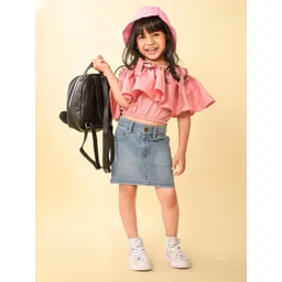 LilPicks Girls Cold-Shoulder Cotton Frilled Crop Top-picture-19