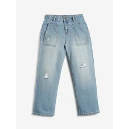 LilPicks Girls Jean Mildly Distressed Light Fade Cotton Jeans-picture-20