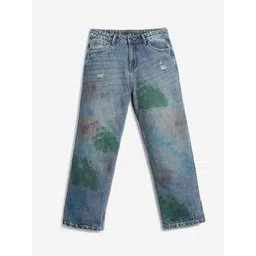 LilPicks Girls Jean Tie & Dye Dyed Mildly Distressed Light Fade Cotton Jeans-picture-23