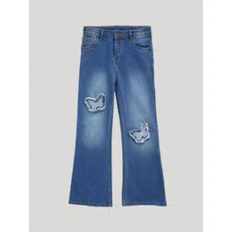 LilPicks Girls Wide Leg Mildly Distressed Light Fade Jeans-picture-37