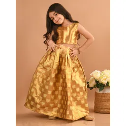 LilPicks Girls Woven Design Silk Sleeveless Ready To Wear Lehenga Choli-picture-26