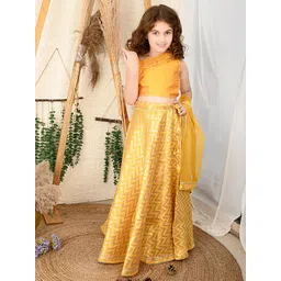 LilPicks Girls Yellow Embellished Ready to Wear Lehenga & Blouse With Dupatta-picture-25