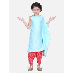 LilPicks Kids Blue & Pink Regular Fit Full Sleeves Dhoti Set-picture-28
