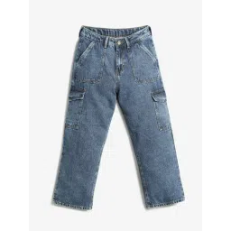 LilPicks Kids Blue Solid Cargo Jeans-picture-23
