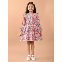 LilPicks Kids Multicolor Floral Print Full Sleeves Dress-picture-13