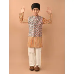 LilPicks Kids Multicolor Printed Full Sleeves Kurta, Jacket with Pyjamas-picture-36