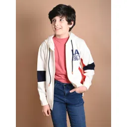 LilPicks Kids Off-White & Blue Printed Full Sleeves Hoodie-picture-17