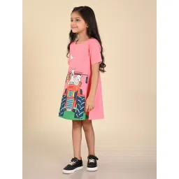 LilPicks Kids Peach Printed A Line Dress image 3