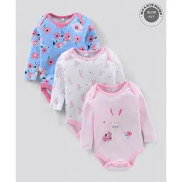 Lily and Jack Full Sleeves Onesies Pack of 3 - Pink White Blue-picture-13