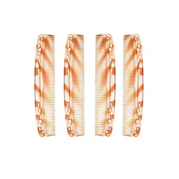 LILY Set of 4 Brown & Off-White Printed Hair Comb-picture-28
