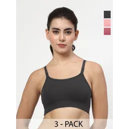 LILY Stropsazil Pack Of 3 Full Coverage Seamless Non Padded Sports Bra-image-0