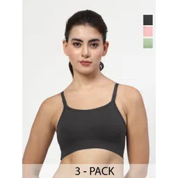 LILY stropsazil Women Pack Of 3 Solid Full Coverage Non Padded Non Wired Workout Bra-image-8