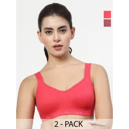 LILY Women Pack of 2 Full Coverage Non Padded Seamless Workout Bra-picture-28