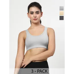 LILY Women Pack Of 3 Full Coverage Non-Padded Non-Wired Regular Workout Bra-picture-30