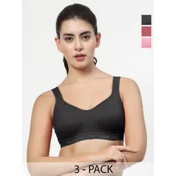 LILY Women Pack of 3 Full Coverage Non Padded Seamless Workout Bra-picture-27