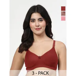 LILY Women Pack Of 3 Full Coverage Seamless Non Padded T Shirt Bra-picture-31