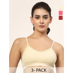 LILY Women Pack Of 3 Solid Full Coverage Non Padded Non Wired Workout Bra stropsyliad-picture-18