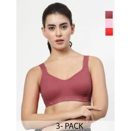 LILY Women Pack Of 3 Workout Full Coverage Non Padded Seamless Sports Bra-picture-36