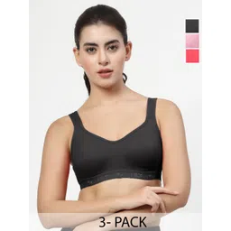 LILY Women Pack Of 3 Workout Full Coverage Non Padded Seamless Sports Bra-picture-37