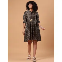 LIMEROAD Women Ethnic Printed Dobby Round Neck Ethnic Dress-picture-34