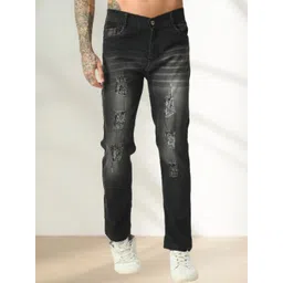 LINARIA Men Classic Mid Rise Heavy Fade Medium Shade Mildly Distressed Slim Fit Jeans-picture-12