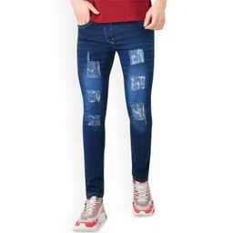 Linaria Men Classic Slim Fit Mid Rise Highly Distressed Light Fade Jeans-picture-16