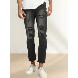 LINARIA Men Classic Slim Fit Mildly Distressed Heavy Fade Cropped Jeans-picture-16